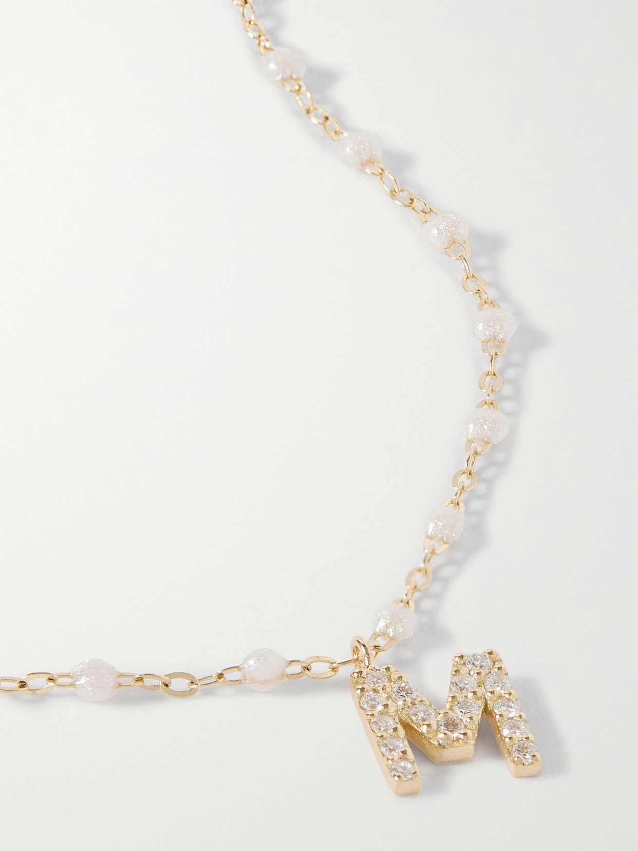 Gigi Clozeau Lucky Letter 18-karat Gold, Resin And Diamond Necklace - Neutrals