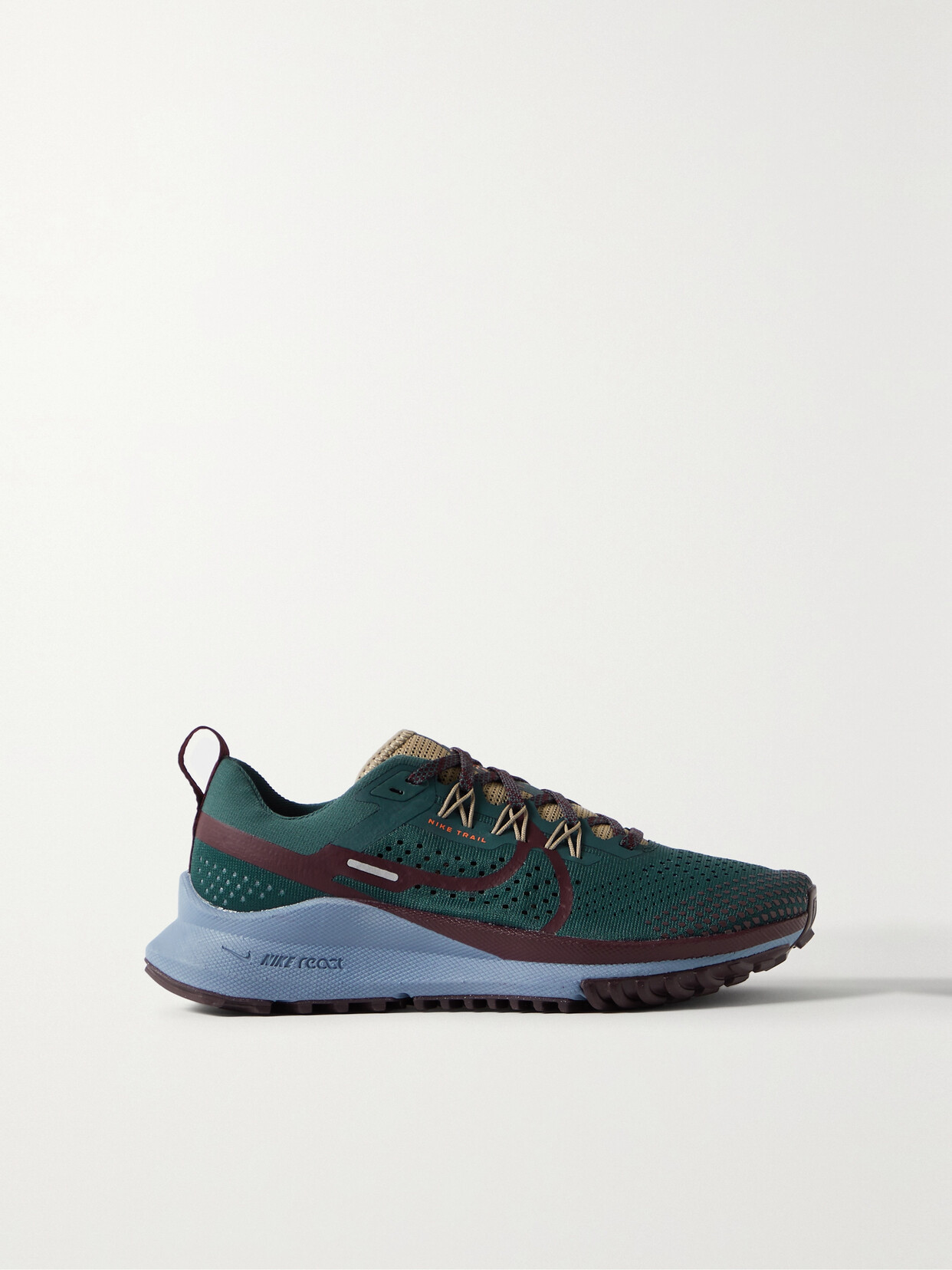 Shop Nike React Pegasus Trail 4 Rubber-trimmed Mesh Sneakers In Green