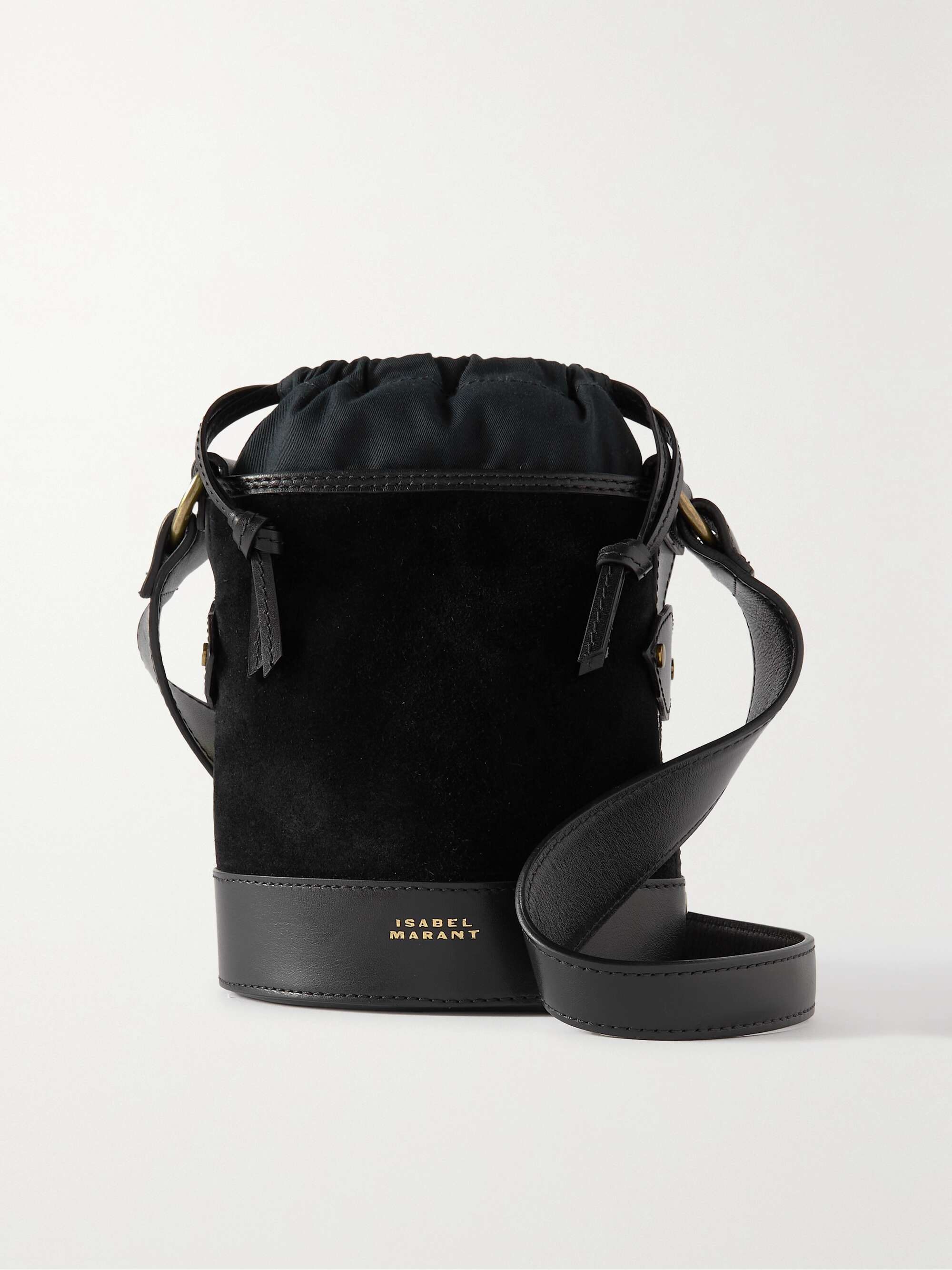 ISABEL MARANT Samara small leathertrimmed suede and canvas bucket bag