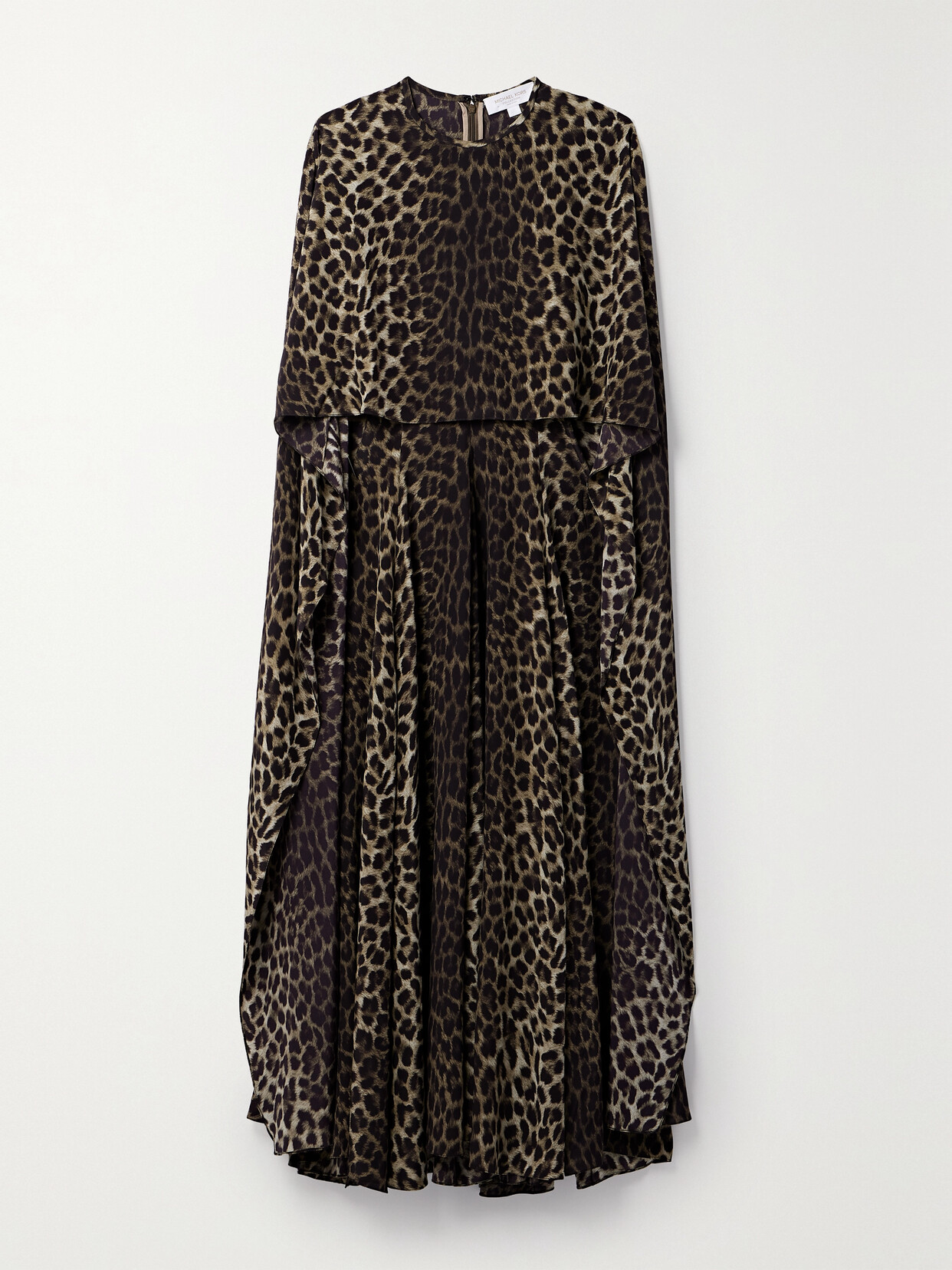 Michael Kors Collection - Cape-effect Leopard-print Silk Crepe De Chine Midi Dress - Animal print