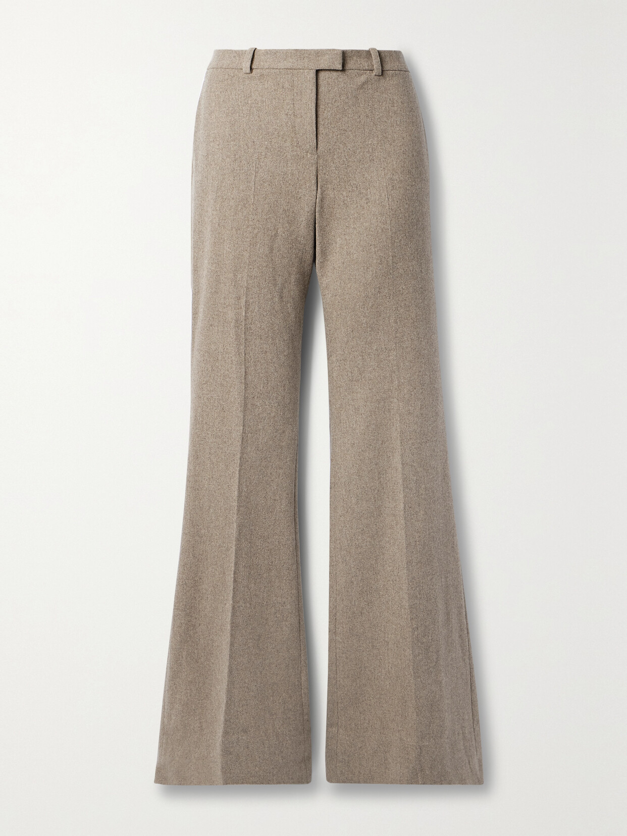 Michael Kors Haylee Wool-blend Flannel Flared Pants In Brown