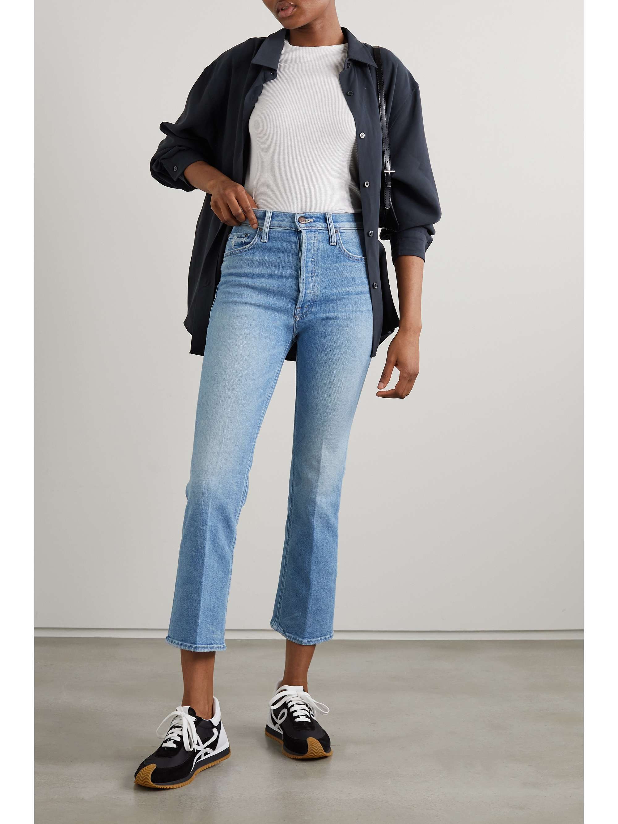 MOTHER + NET SUSTAIN The Tripper Ankle cropped high-rise flared jeans ...