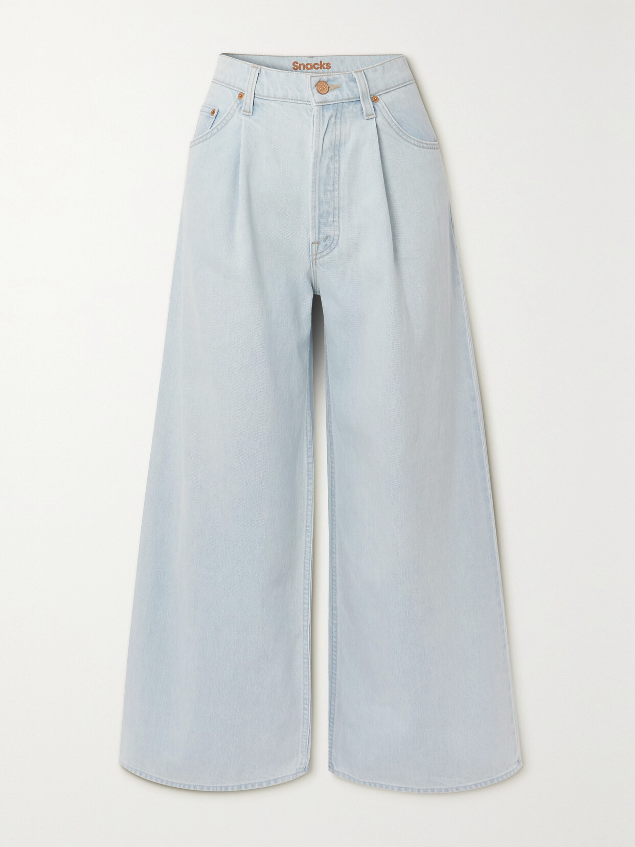 Mother - + Net Sustain Snacks! Pleated High-rise Wide-leg Jeans - Blue