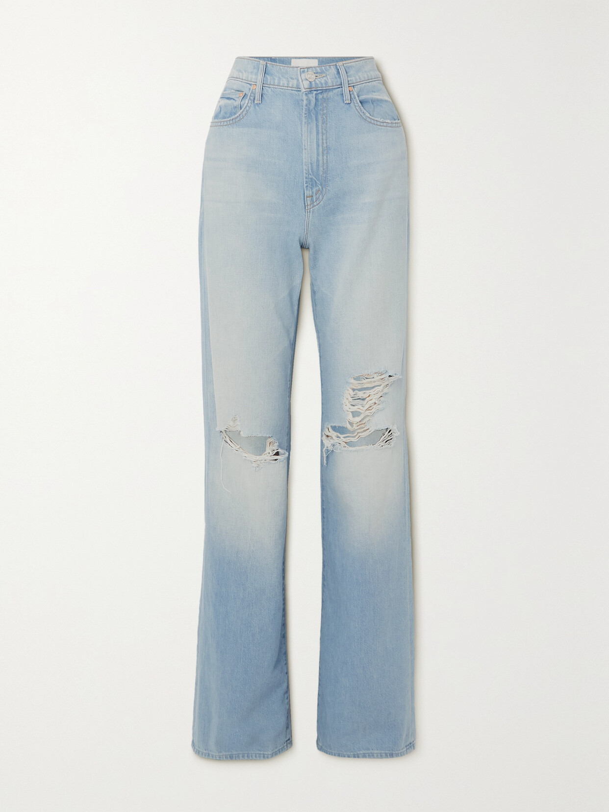 Mother - + Net Sustain The Maven Heel Distressed High-rise Straight-leg Jeans - Blue