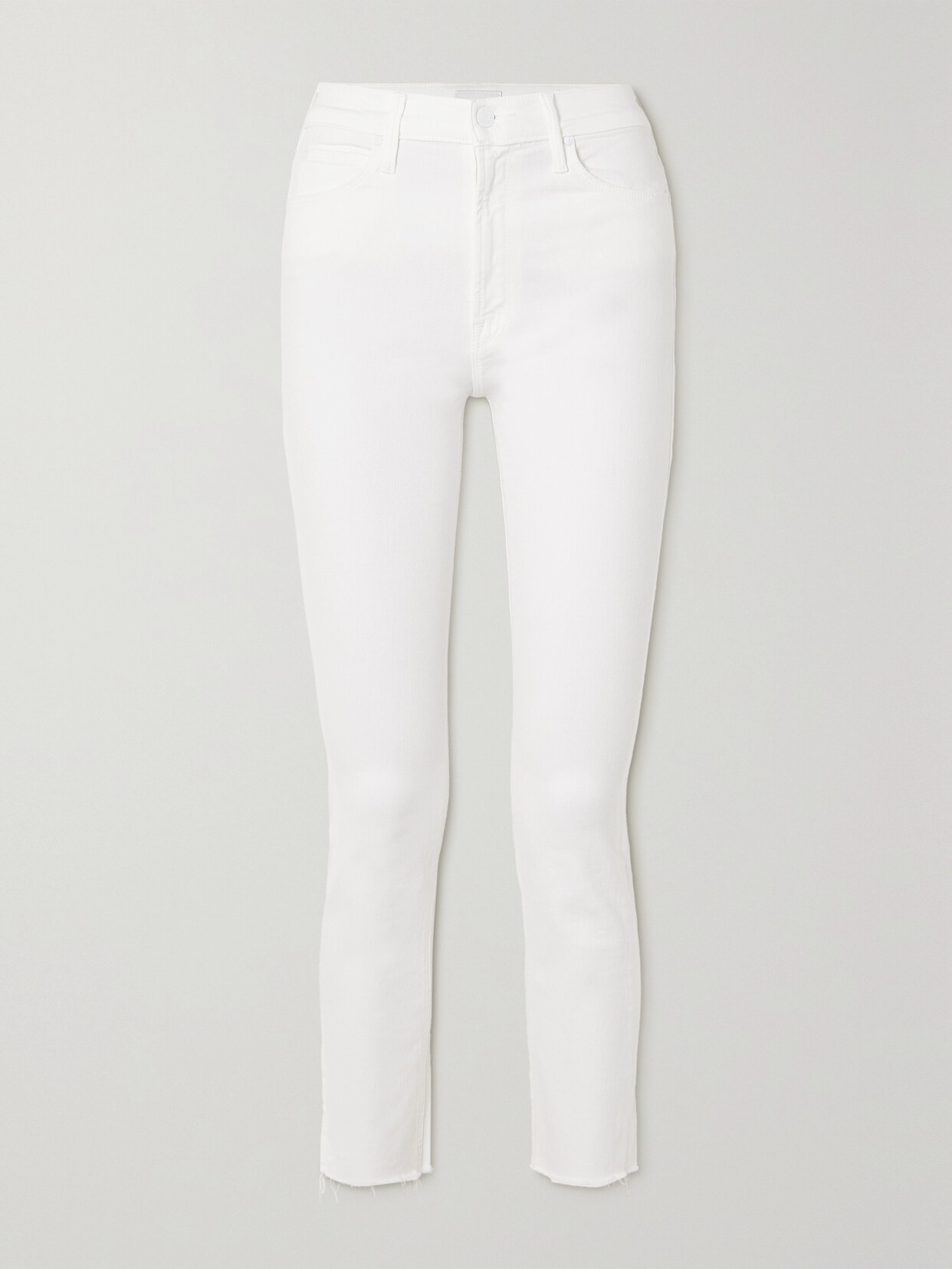 Mother - + Net Sustain The Dazzler Frayed Cropped Mid-rise Slim Jeans - White