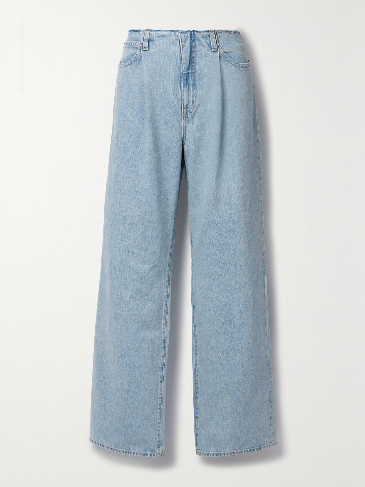 SLVRLAKE + Net Sustain Kennedy Pleated Frayed High-rise Wide-leg Organic Jeans