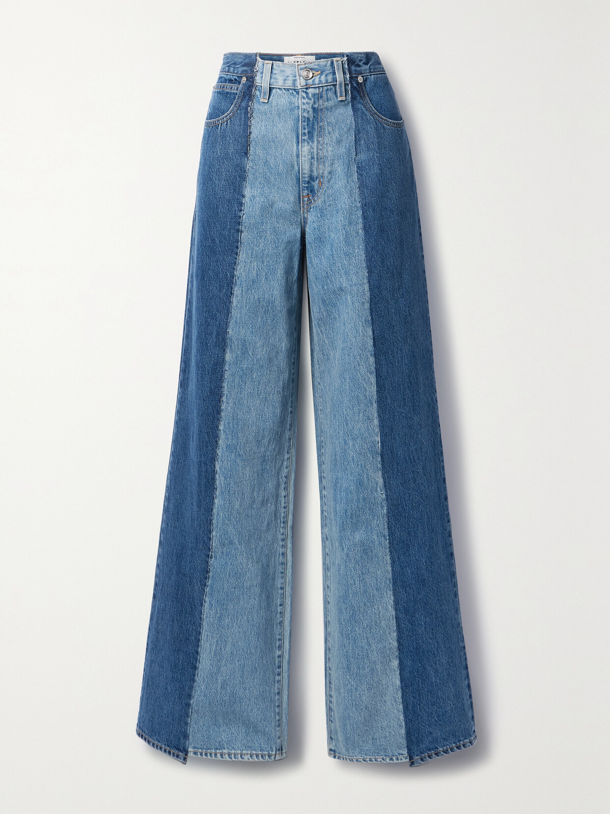 SLVRLAKE - + Net Sustain Eva Two-toned High-rise Wide-leg Organic Jeans - Blue