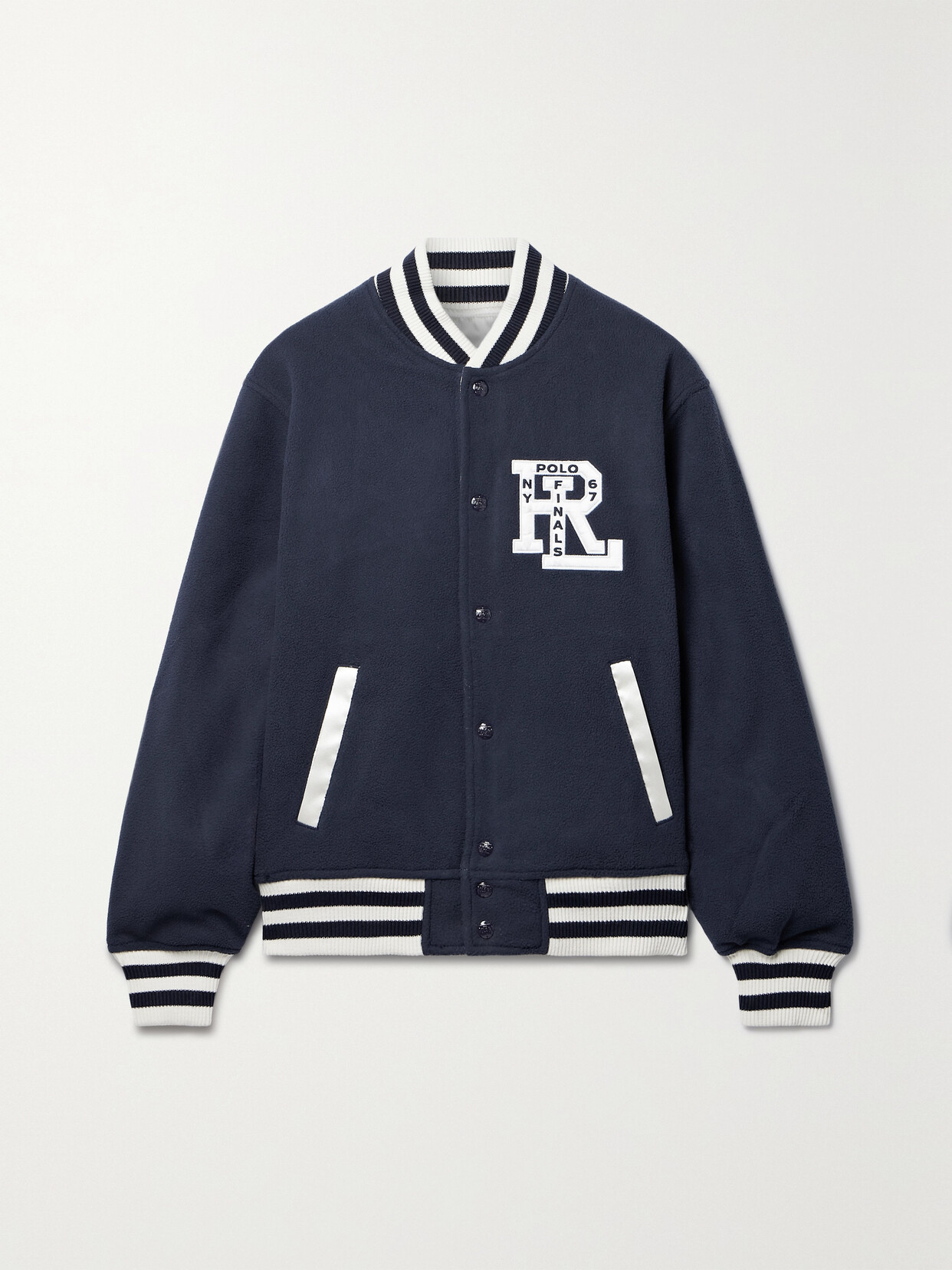 Polo Ralph Lauren - Reversible Appliquéd Felt And Satin Bomber Jacket - Blue