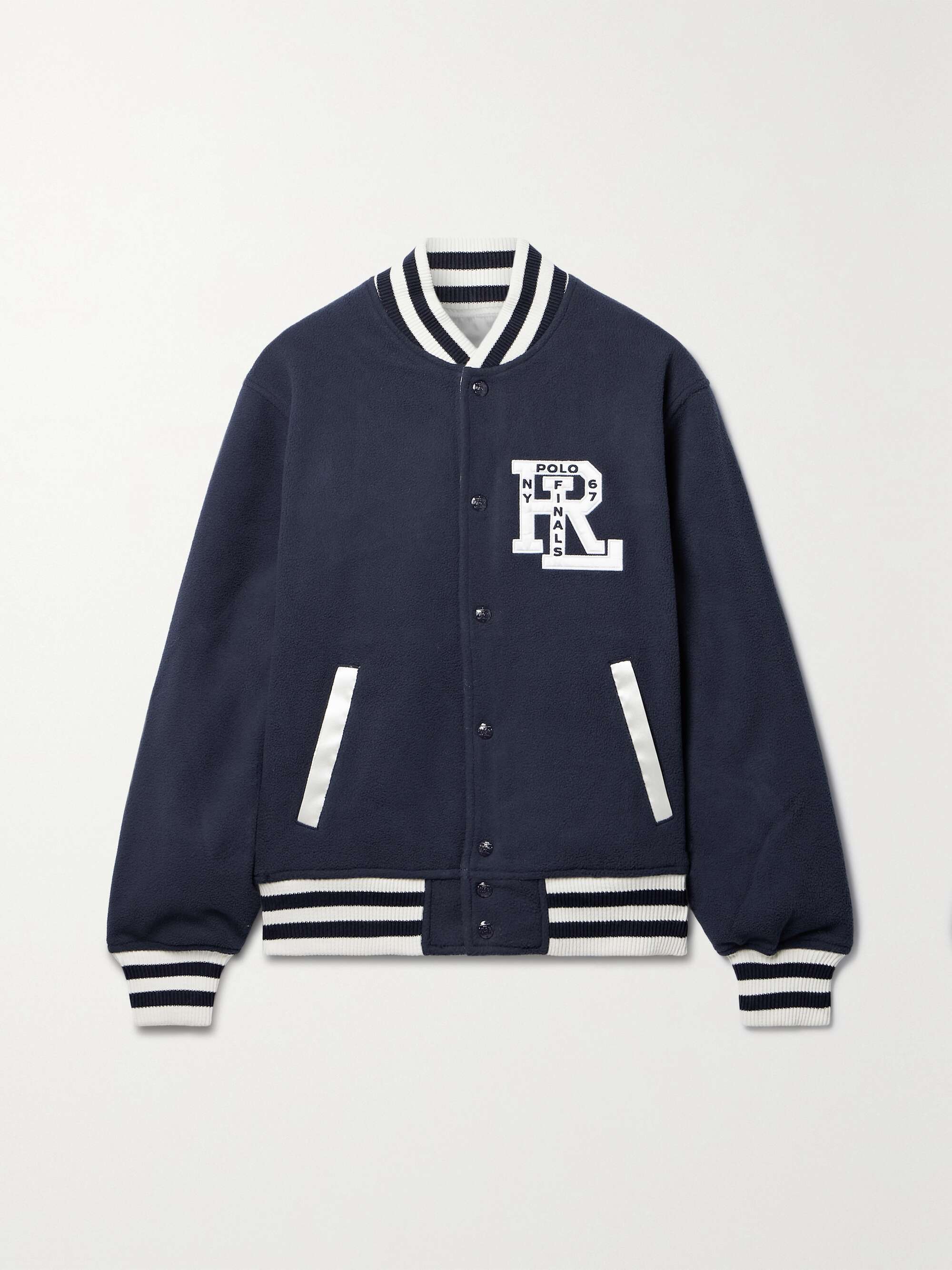 POLO RALPH LAUREN Reversible appliquéd felt and satin bomber jacket ...