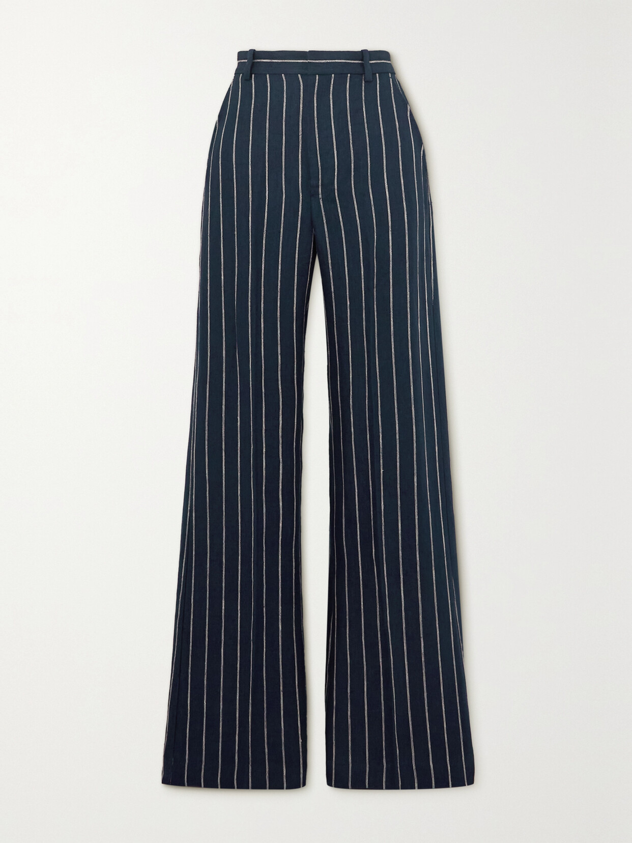 POLO RALPH LAUREN PINSTRIPED LINEN WIDE-LEG PANTS