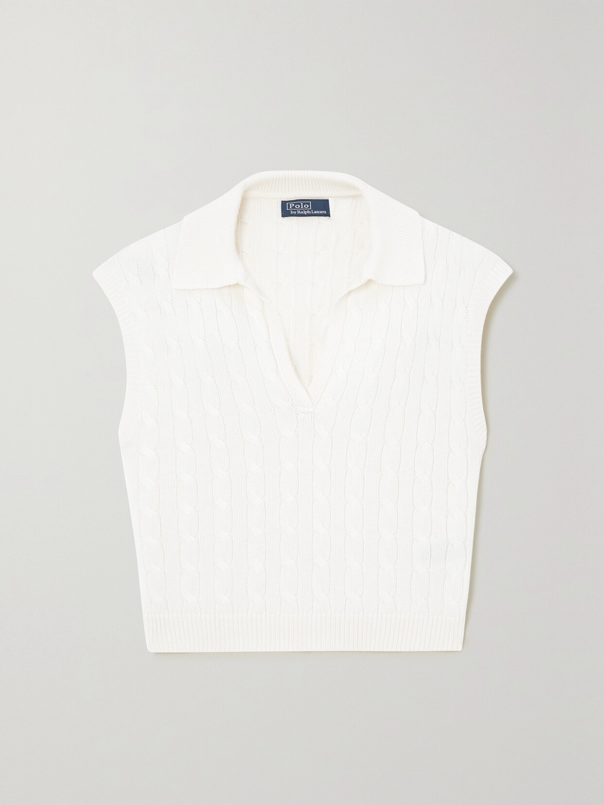 Polo Ralph Lauren - Cropped Cable-knit Wool, Silk And Cashmere-blend Vest - Cream