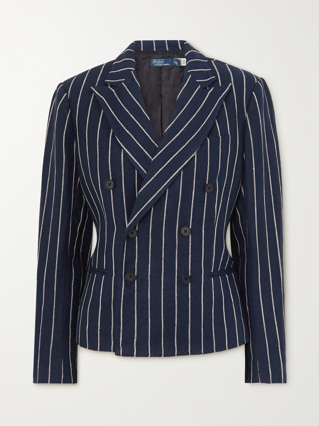 Polo Ralph Lauren Double-breasted Striped Linen Blazer - Blue