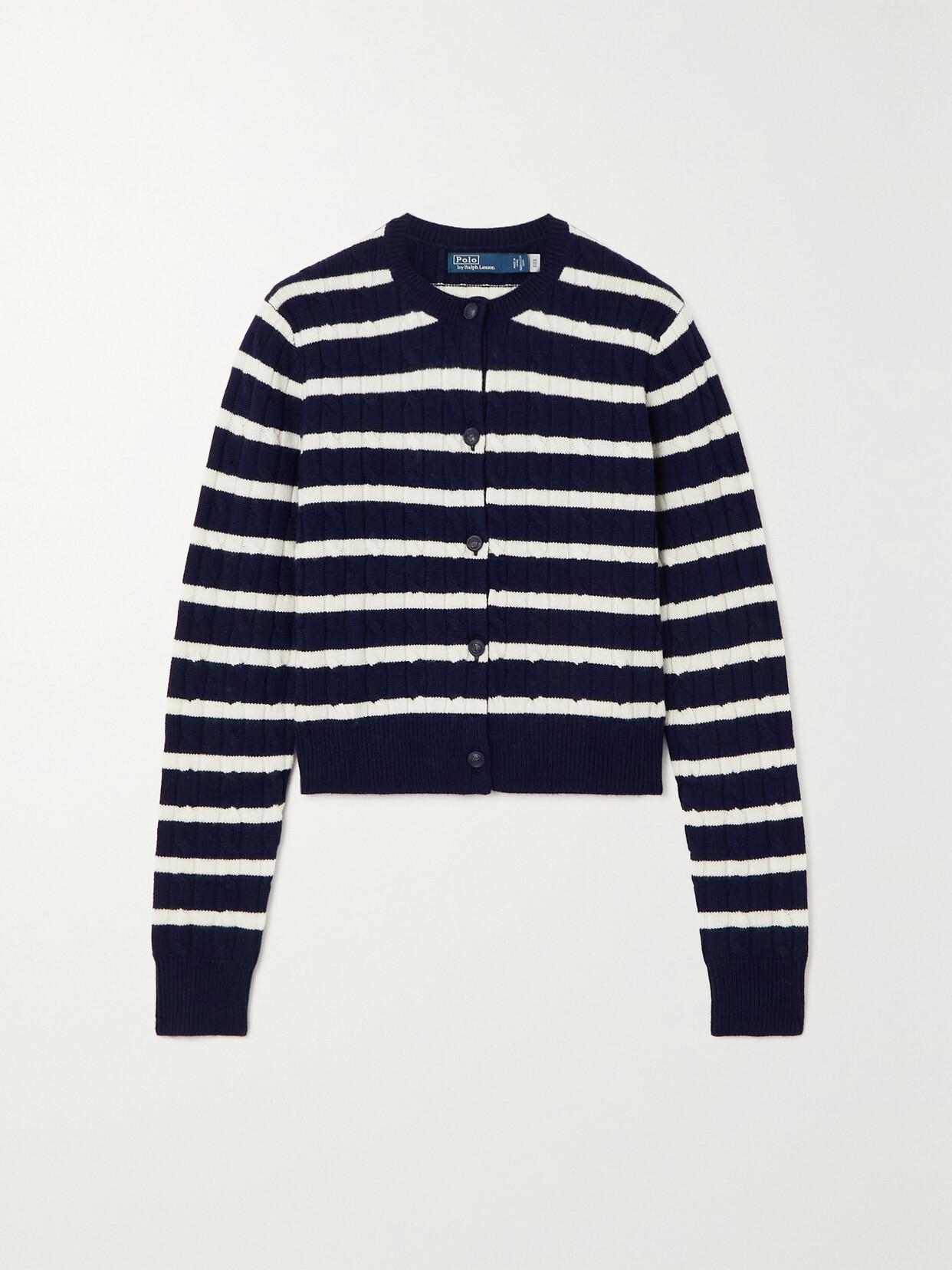 Polo Ralph Lauren - Striped Cable-knit Wool-blend Cardigan - Blue