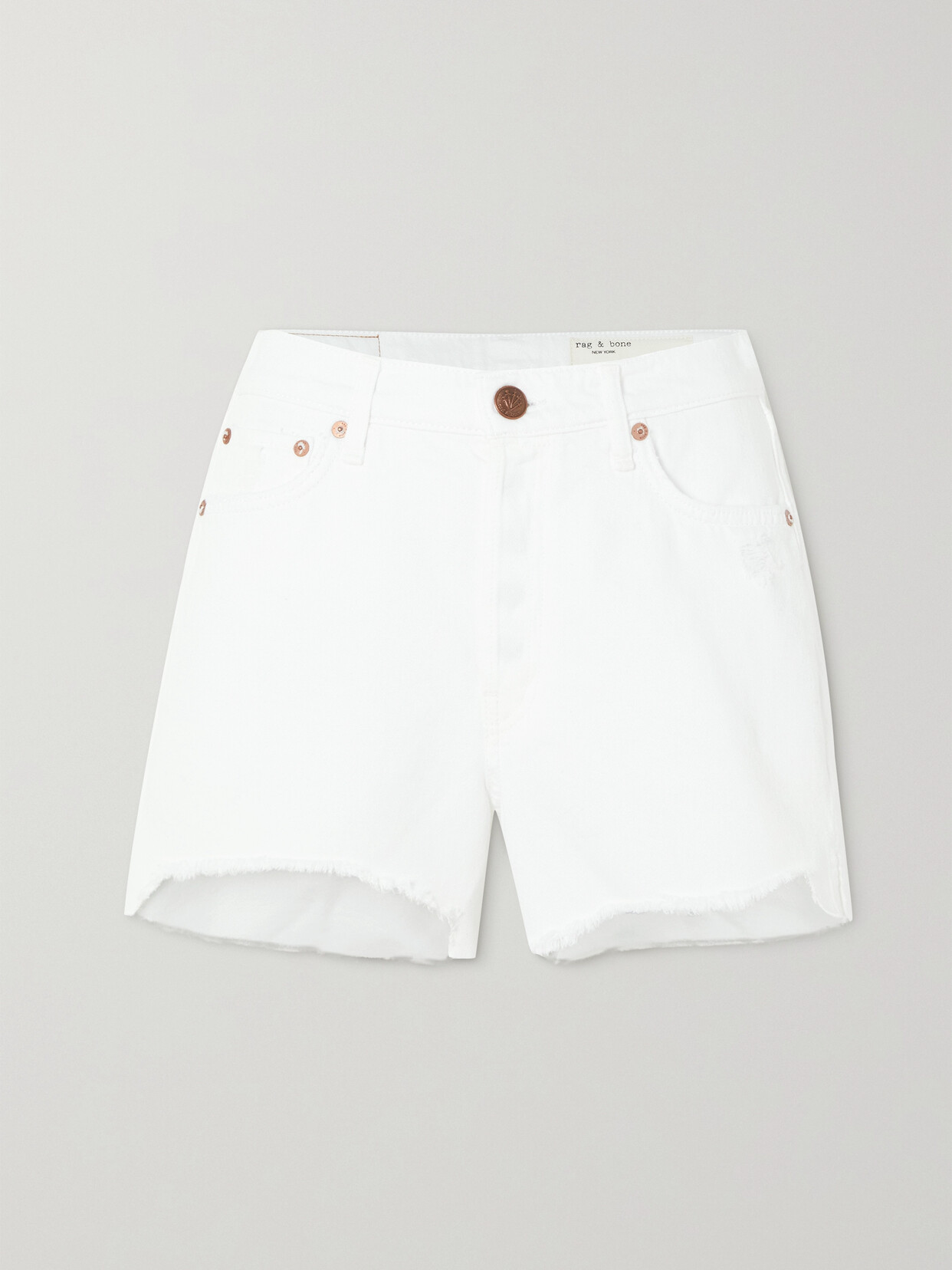 Rag & Bone Distressed Denim Shorts - White