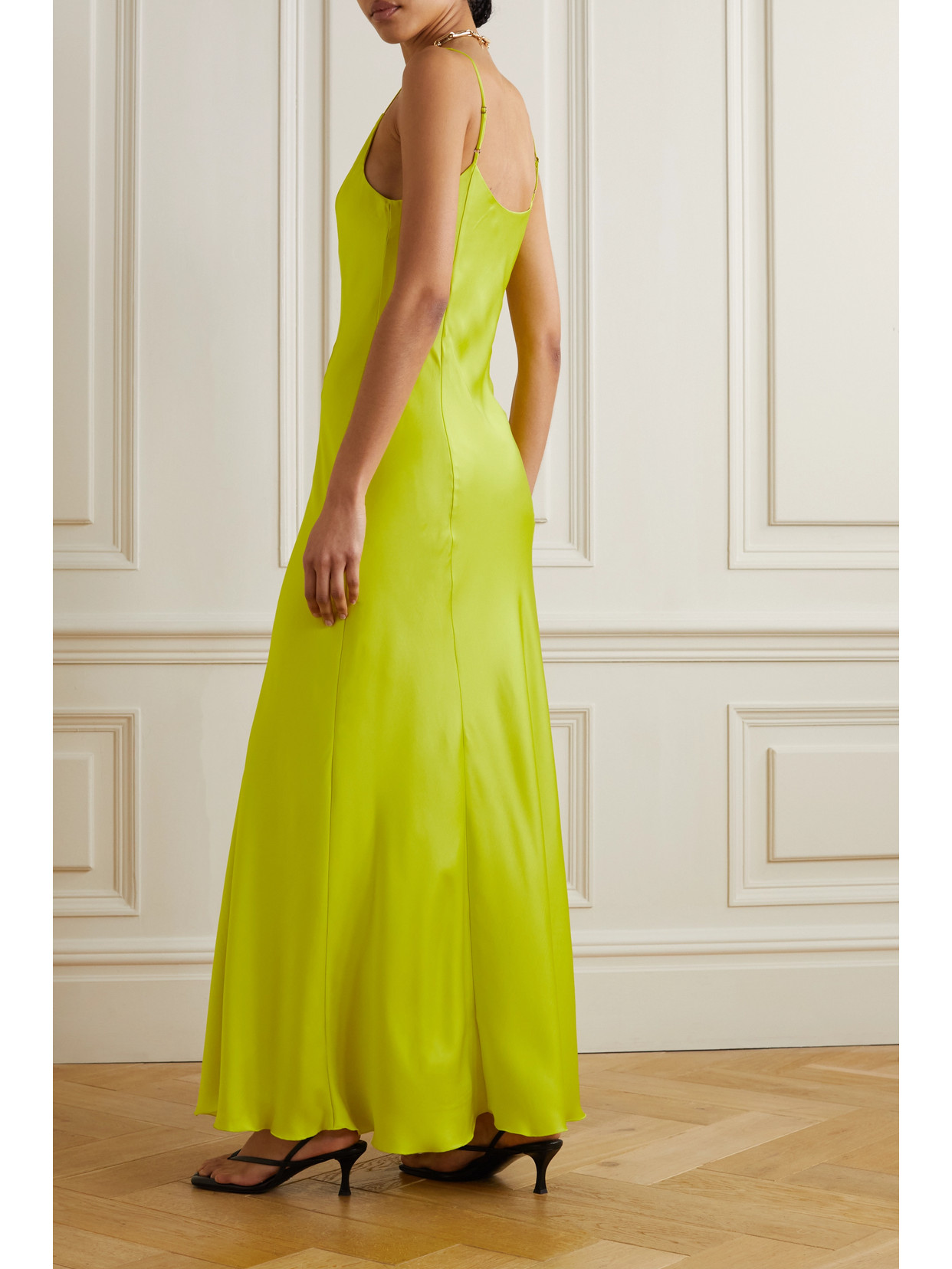 Shop Rag & Bone Delilah Neon Recycled Duchesse-satin Maxi Dress In Yellow