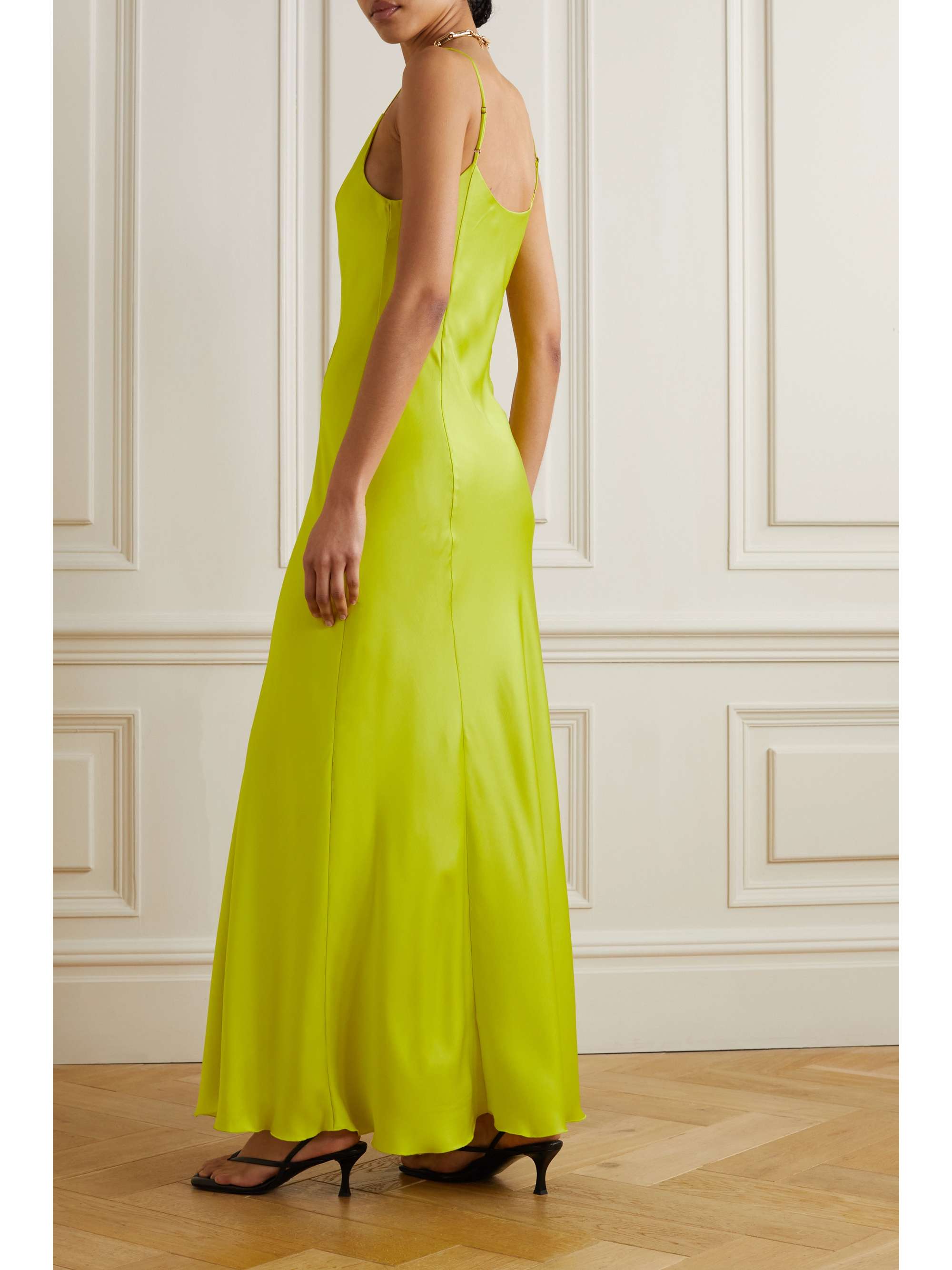 RAG & BONE Delilah neon recycled duchesse-satin maxi dress | NET-A-PORTER