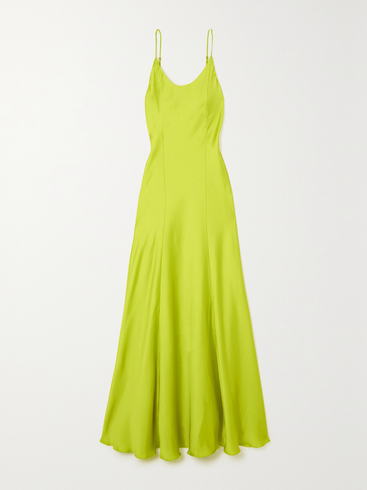 Shop Rag & Bone Delilah Neon Recycled Duchesse-satin Maxi Dress In Yellow