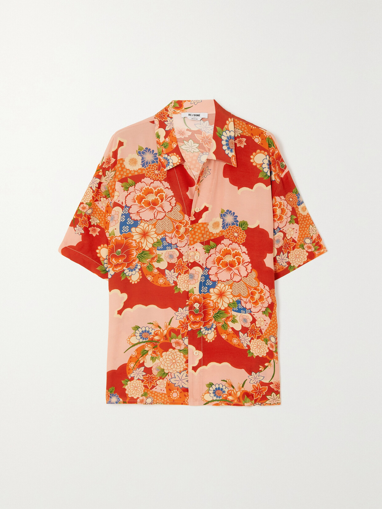 RE/DONE - Aloha Floral-print Crepe De Chine Shirt - Pink