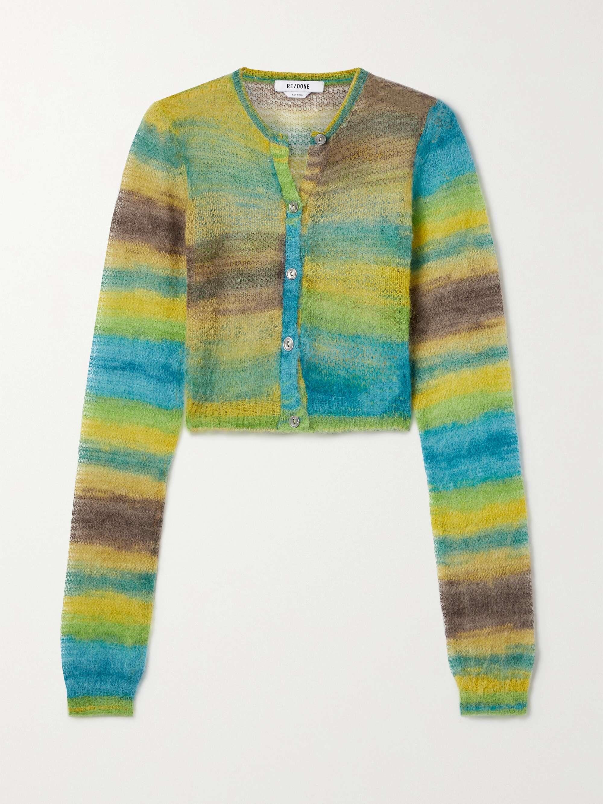 RE/DONE Cropped striped open-knit cardigan | NET-A-PORTER