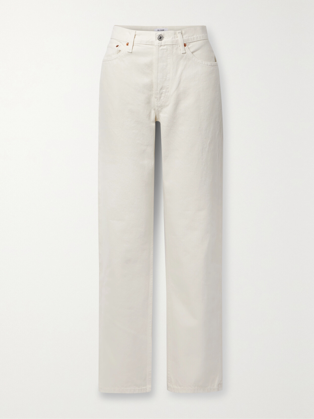 Re/done High-rise Straight-leg Jeans In Weiss