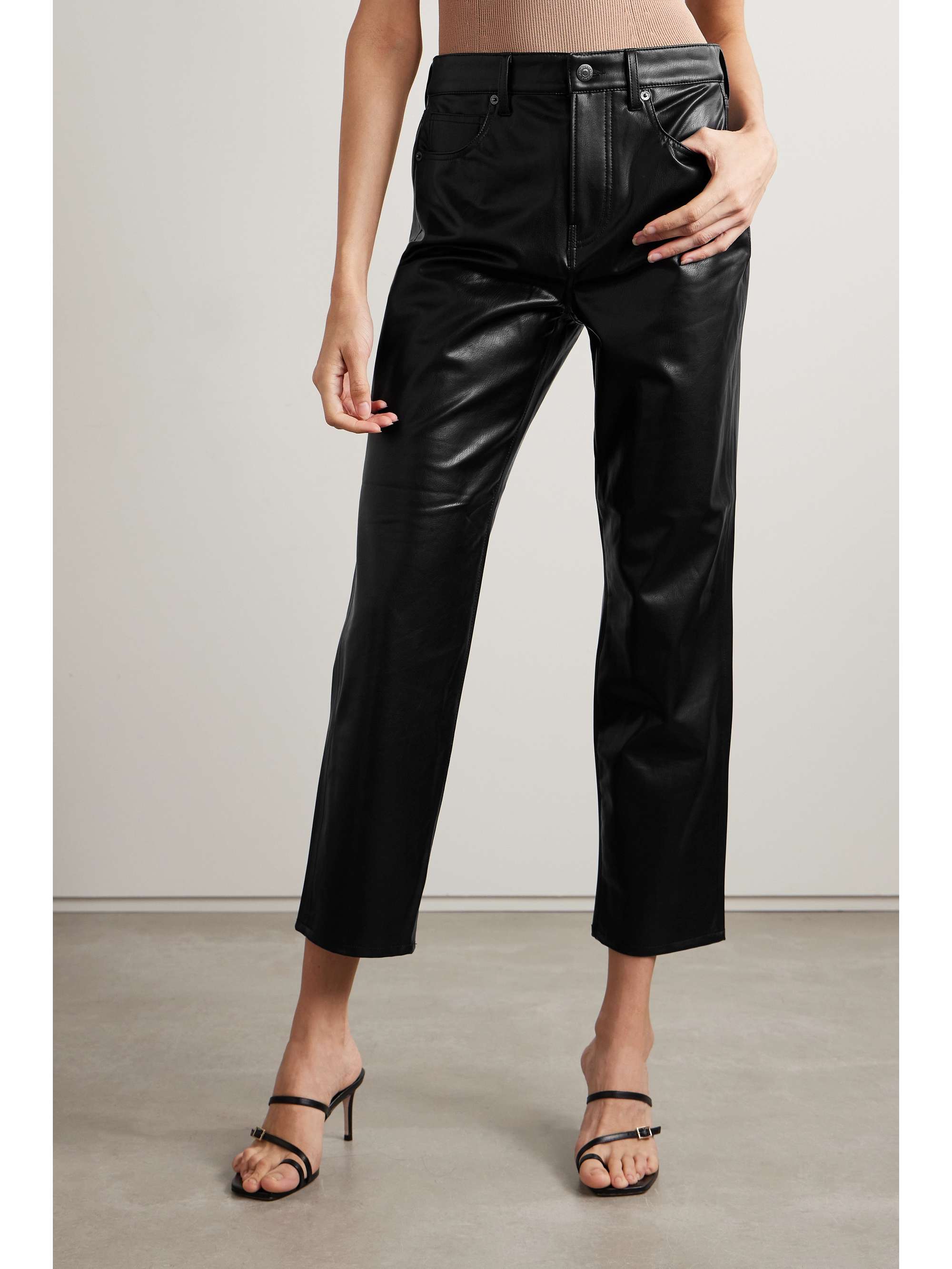 VERONICA BEARD Joey cropped vegan leather straight-leg pants | NET-A-PORTER