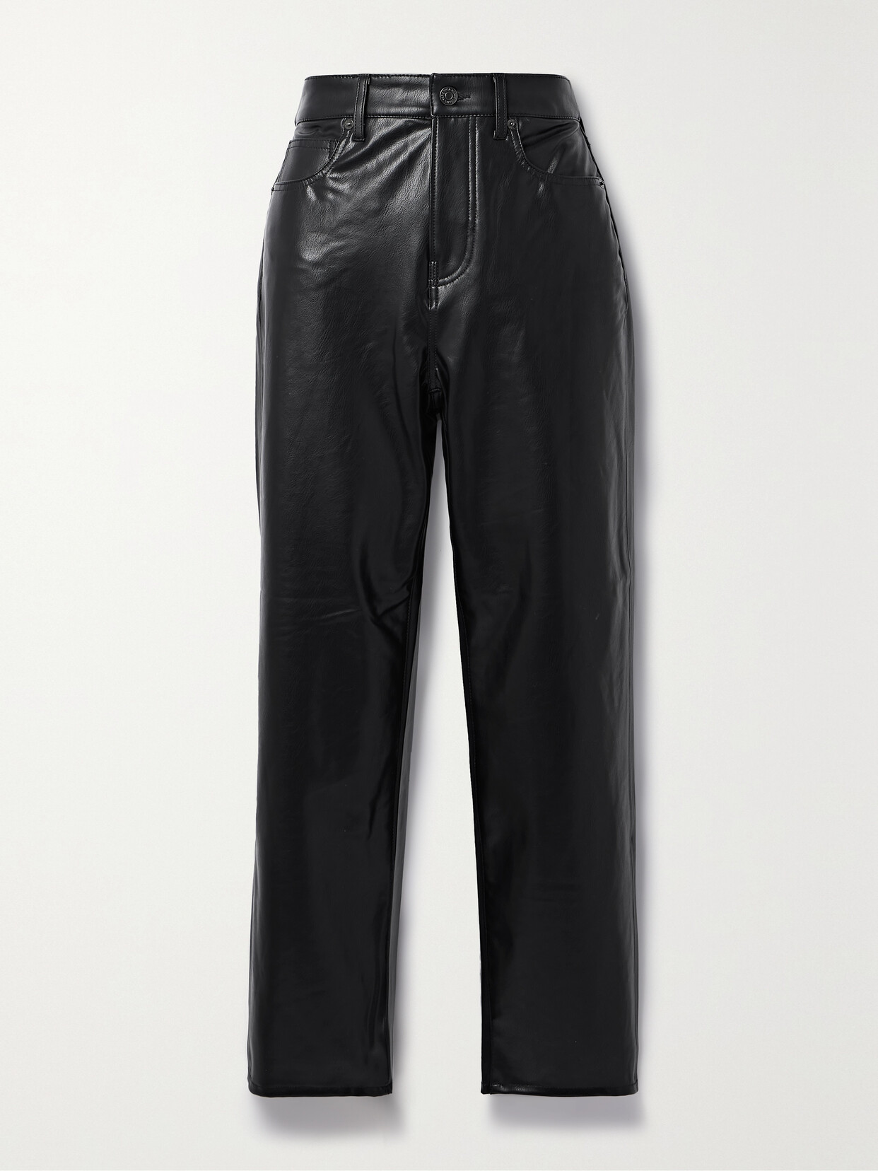 Veronica Beard Joey Cropped Vegan Leather Straight-leg Trousers In Black