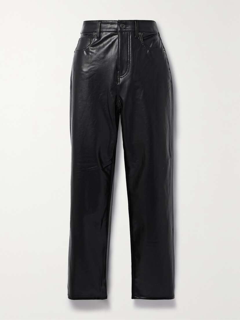 Veronica Beard Joey Cropped Vegan Leather Straight-leg Pants