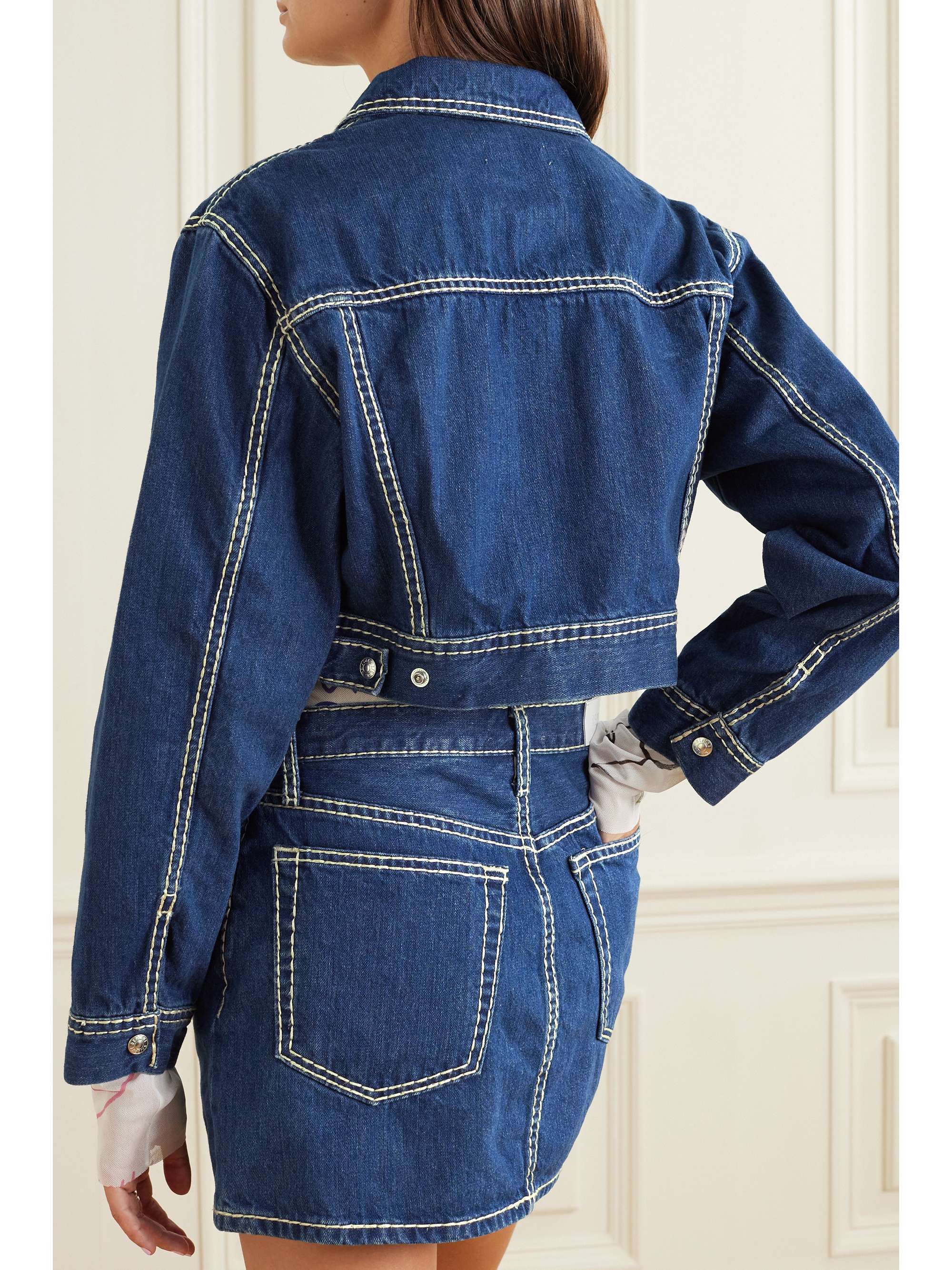RE/DONE Cropped topstitched denim jacket | NET-A-PORTER