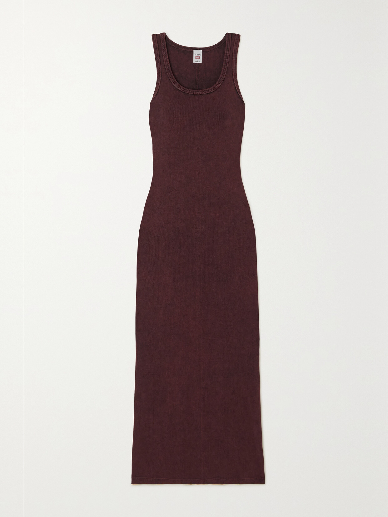 RE/DONE - Ribbed Stretch-cotton Jersey Maxi Dress - Burgundy