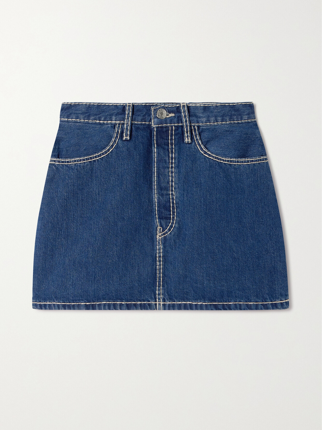 RE/DONE - 90s Topstitched Denim Mini Skirt - Blue