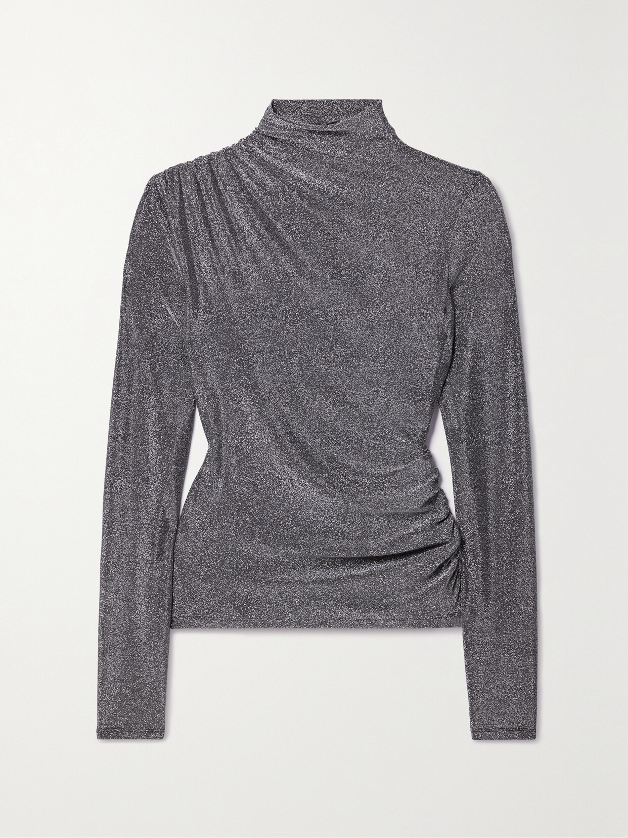 Veronica Beard - Mylie Gathered Glittered Stretch-jersey Top - Silver