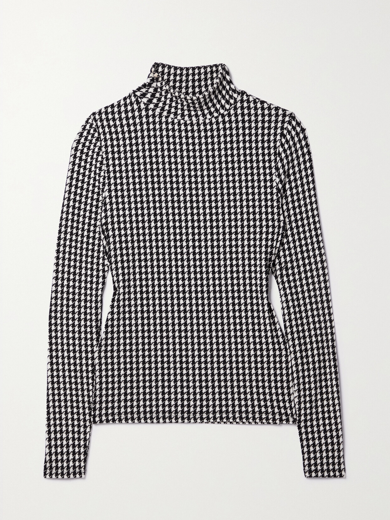 Veronica Beard - Nate Houndstooth Jersey Turtleneck Top - Black