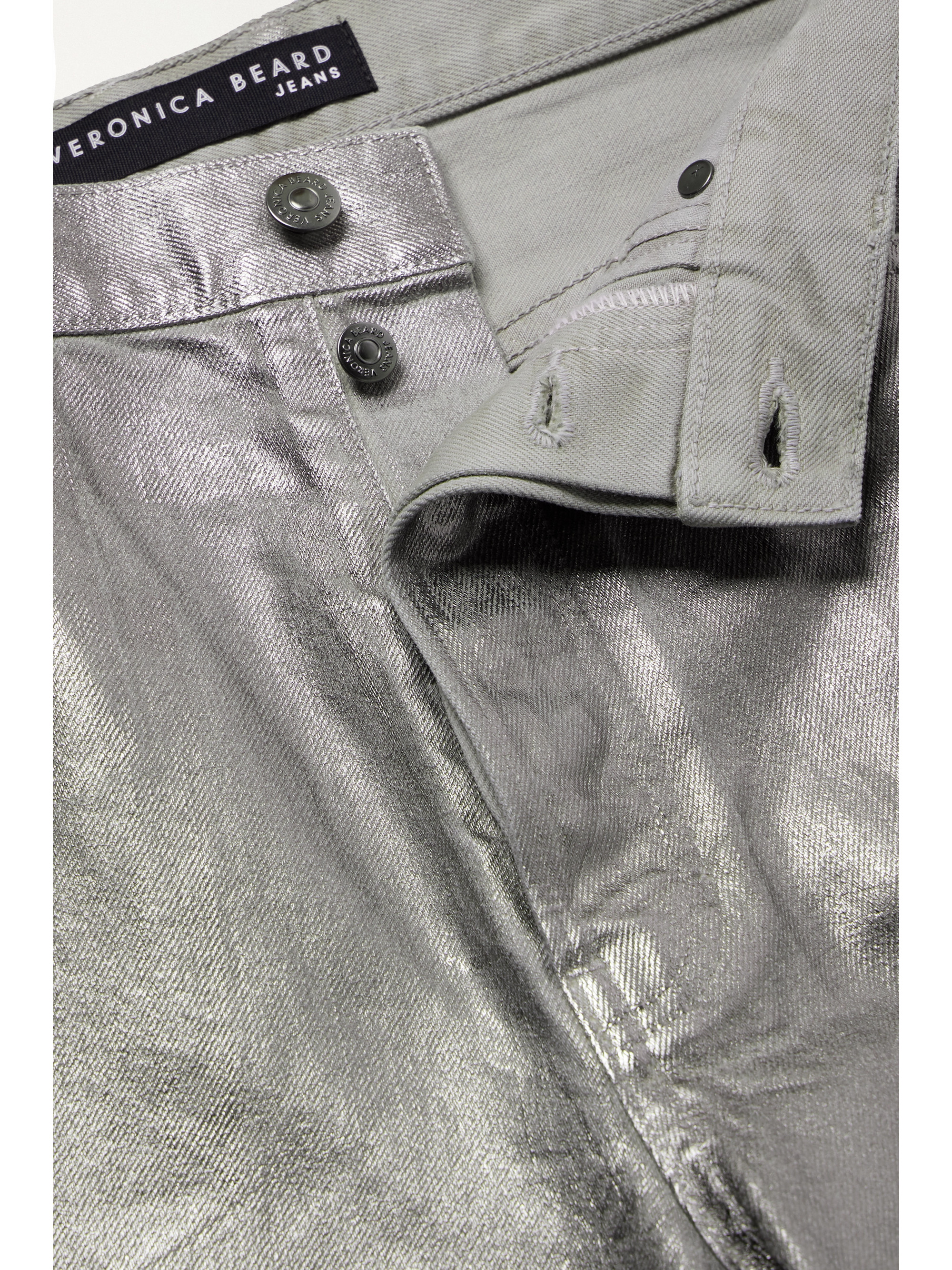 Veronica Beard Daniela high-rise straight-leg metallic coated jeans thumbnail
