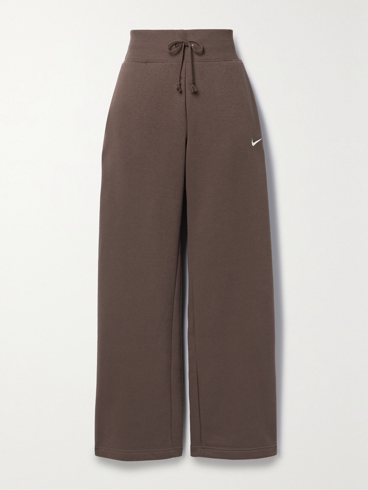 Nike - Phoenix Fleece Embroidered Cotton-blend Jersey Wide-leg Track Pants - Brown