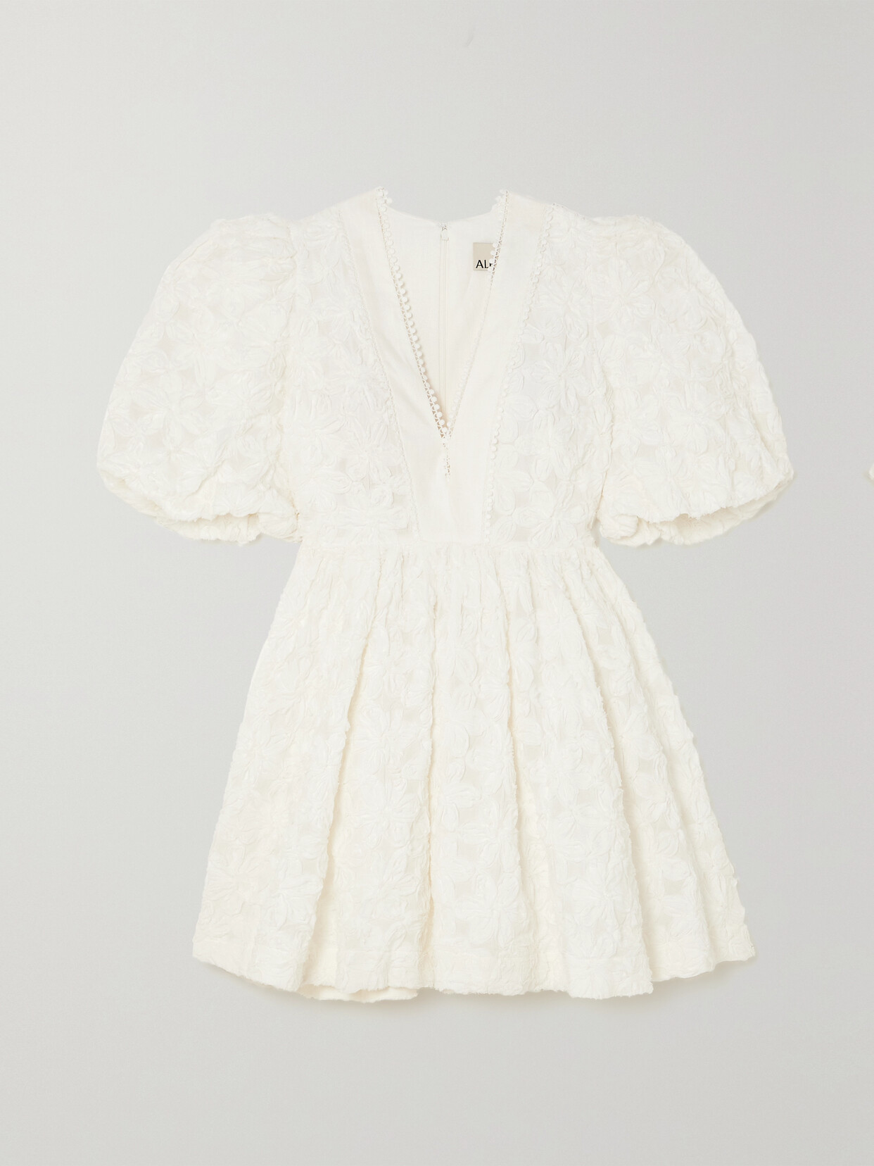 Alemais Iggy Appliquéd Organic Cotton And Linen Mini Dress In Cream