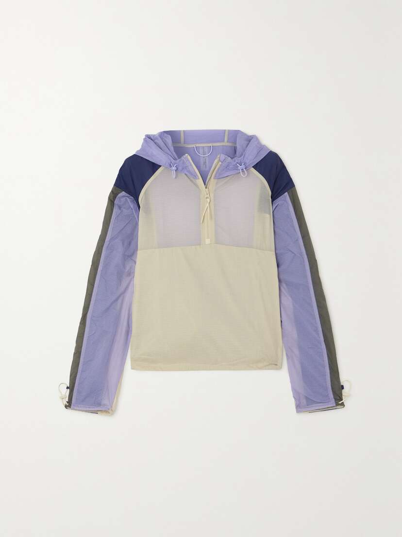 Outdoor Voices Windbreaker Color-block Recycled-ripstop Hooded Jacket - x large