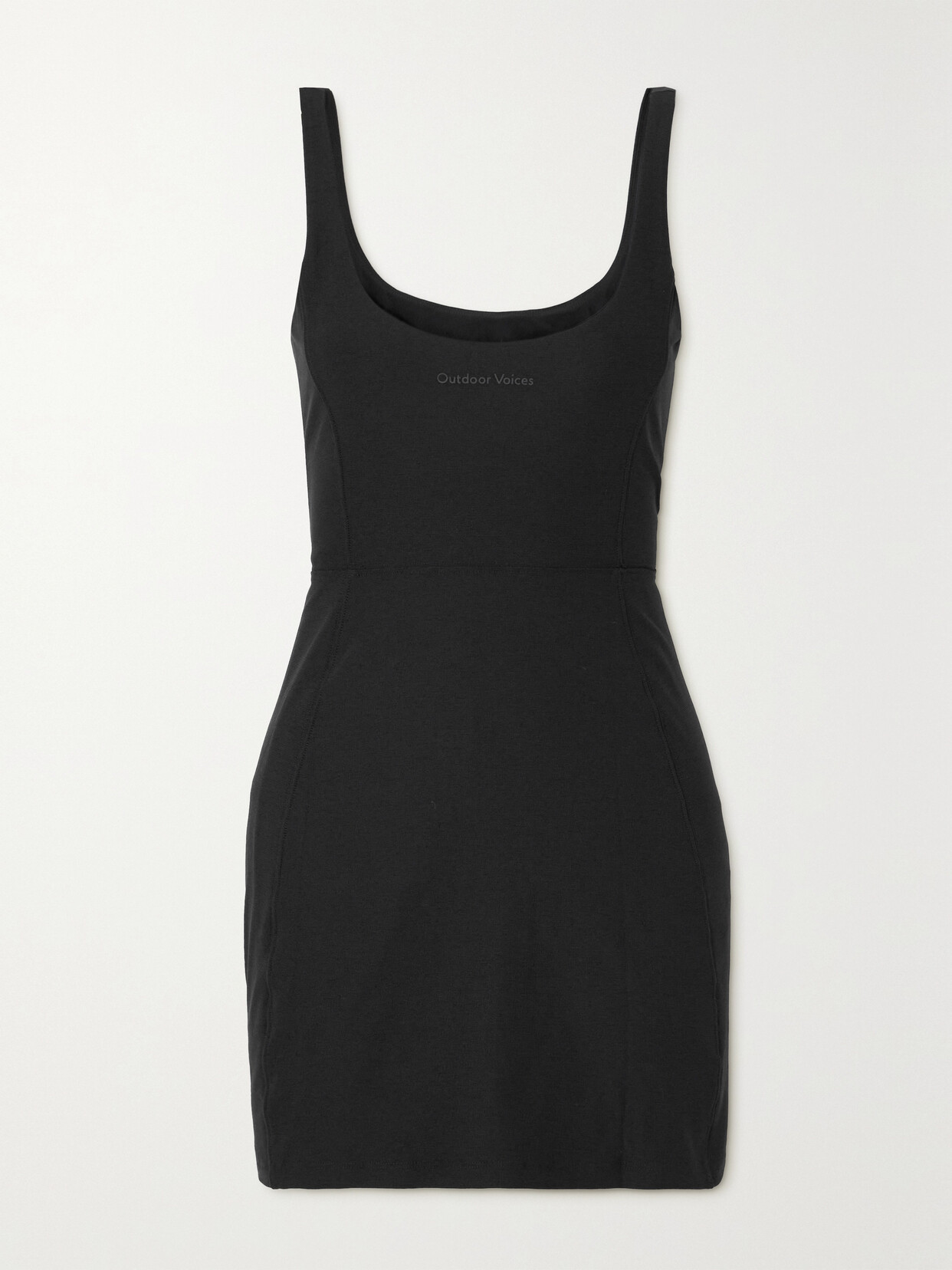 Outdoor Voices Double Time Paneled Printed Stretch-jersey Tennis Dress - Black