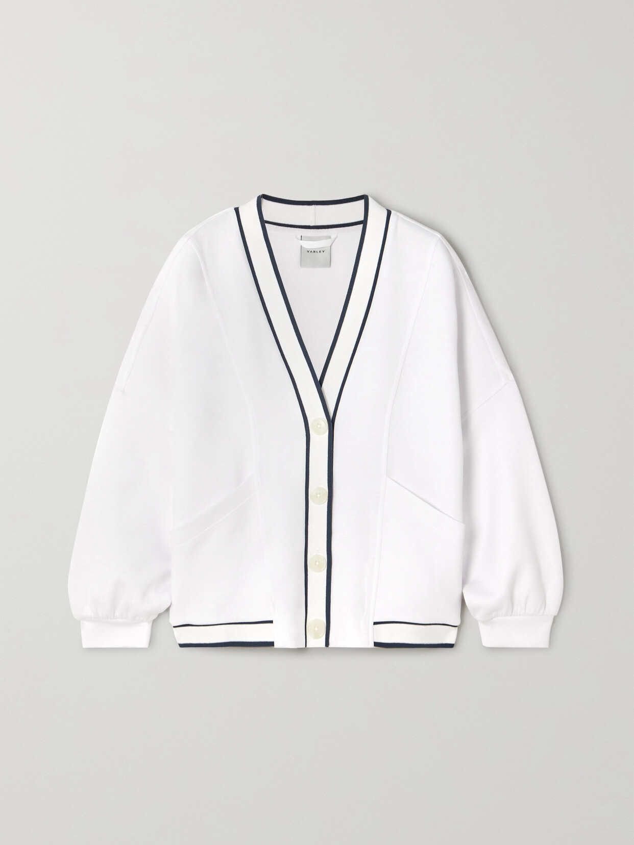 Varley - Decker Off-court Striped Cotton-jersey Cardigan - White