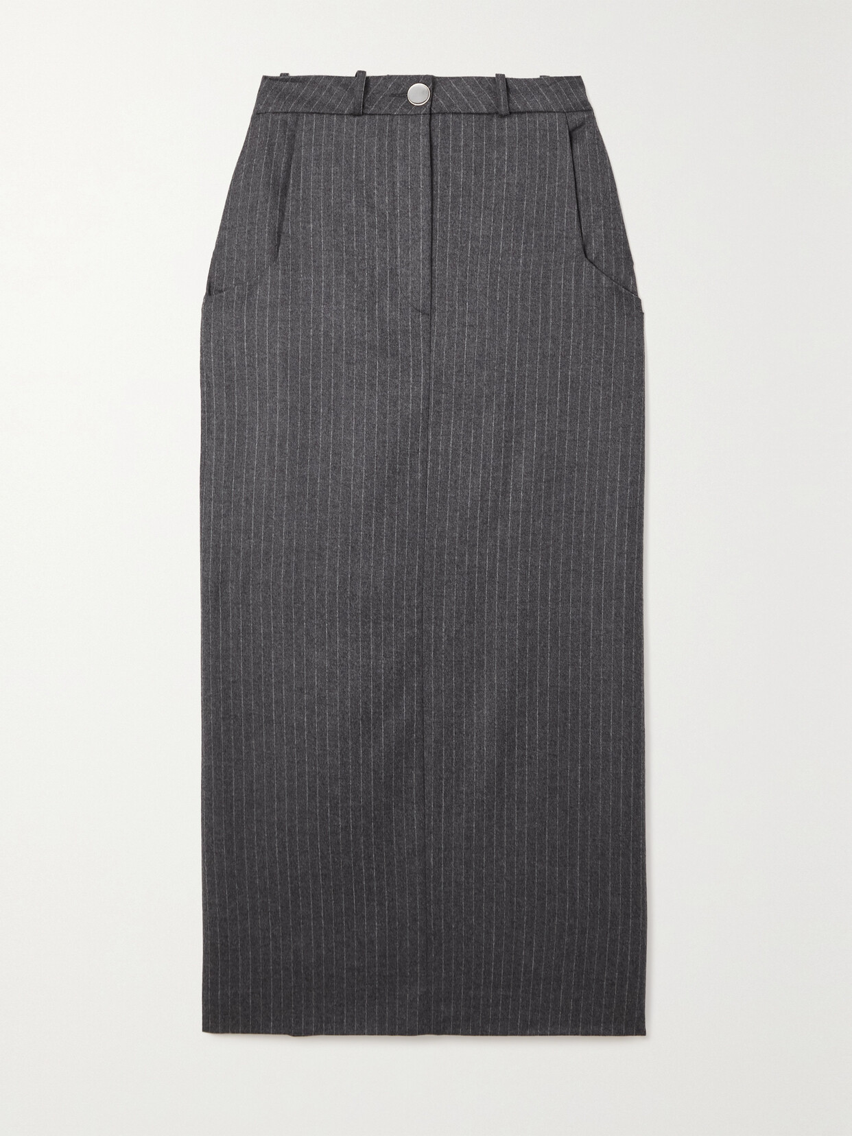 Rowen Rose - Pinstriped Wool And Cashmere-blend Maxi Skirt - Gray