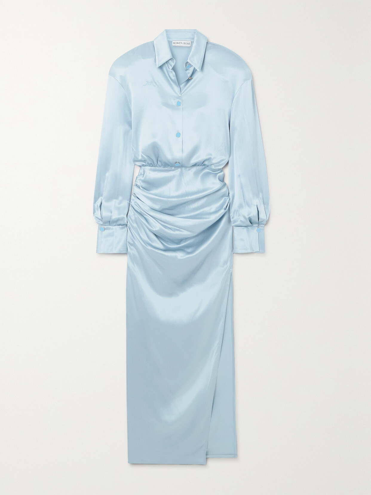 Rowen Rose - Draped Silk-satin Maxi Dress - Blue