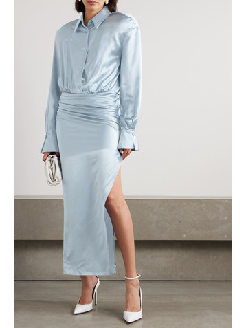 Rowen Rose Draped silk-satin maxi dress