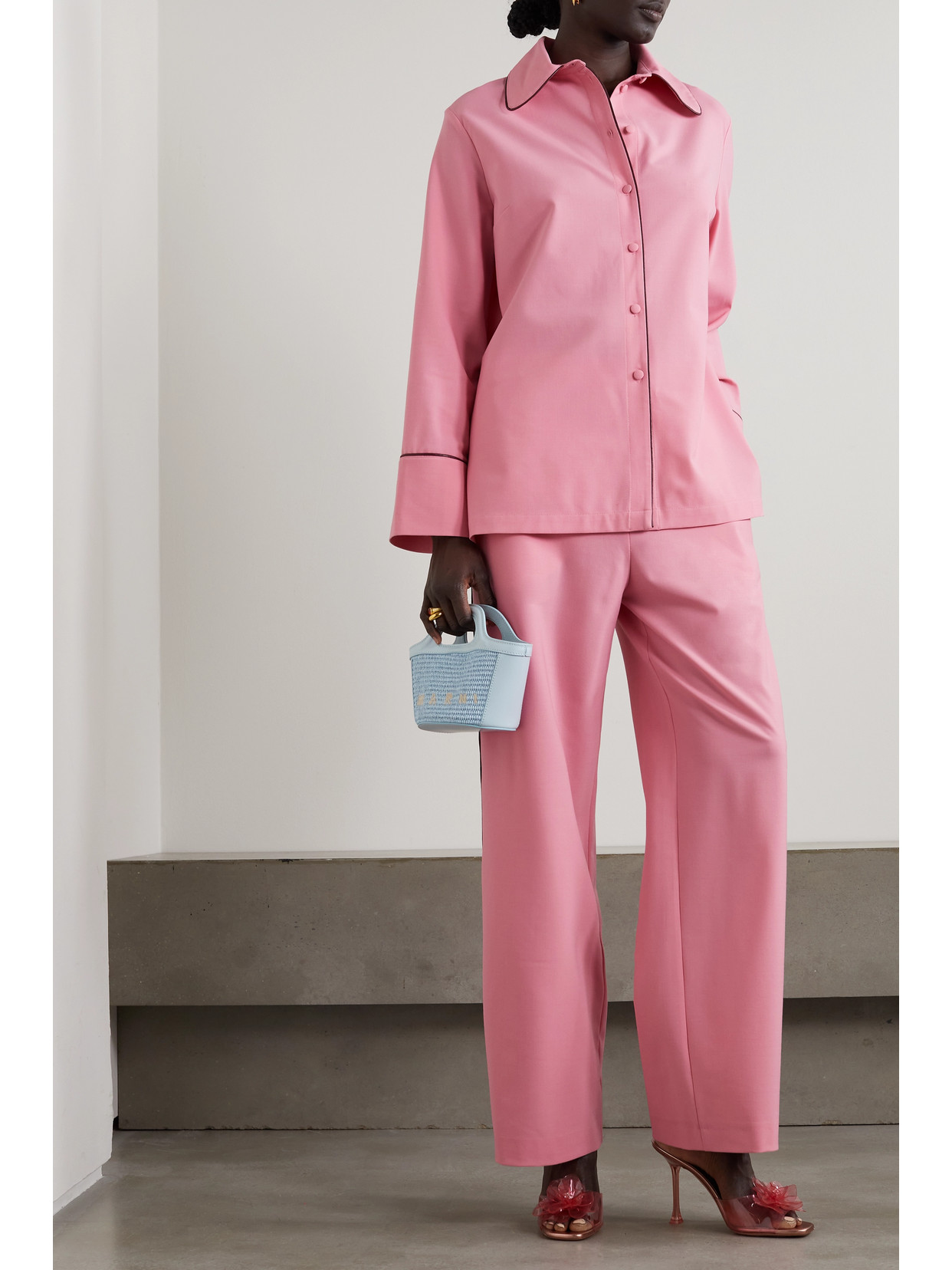 Shop Sleeper Off The Duty Crepe Pajama Pants In Pink