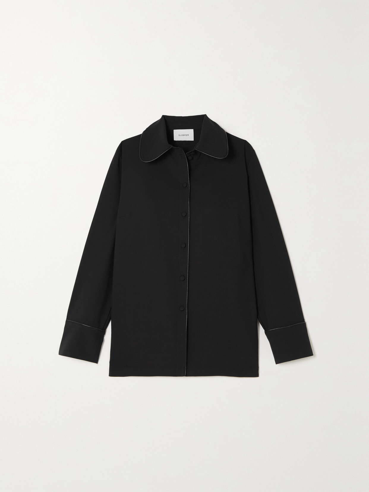 Sleeper Off The Duty Piped Crepe Pajama Shirt - Black