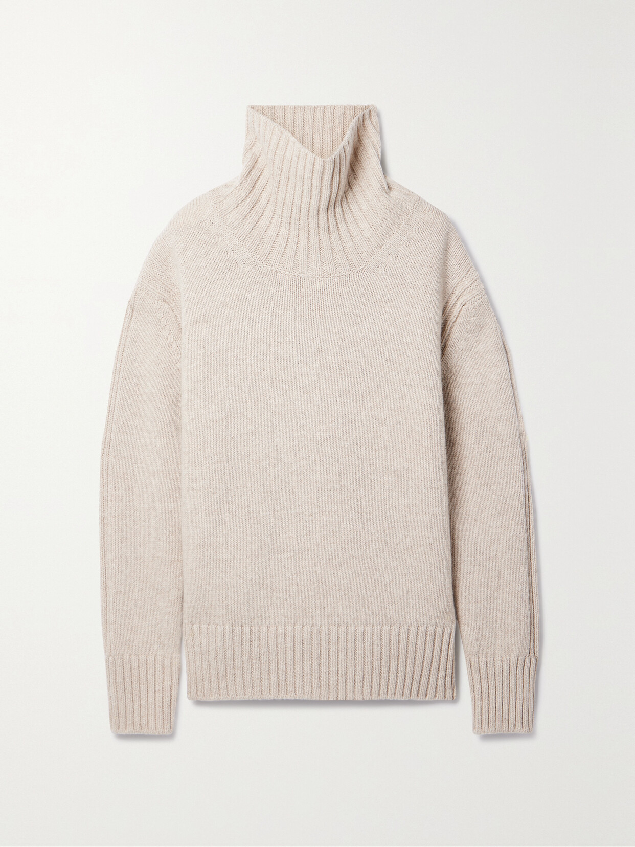 And-daughter + Net Sustain Fintra Wool Turtleneck Jumper In Neutrals