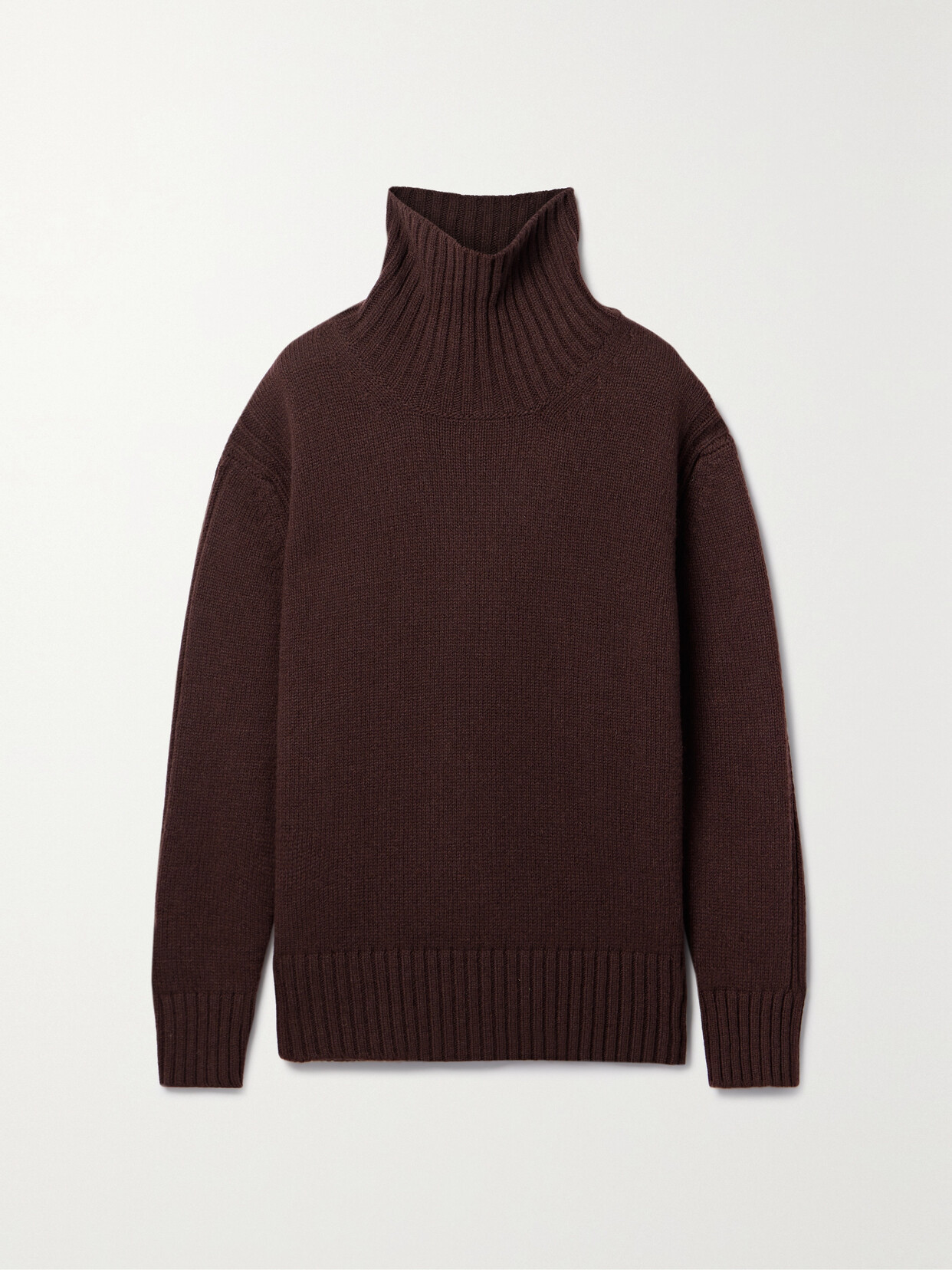 And-daughter + Net Sustain Fintra Wool Turtleneck Jumper In Brown