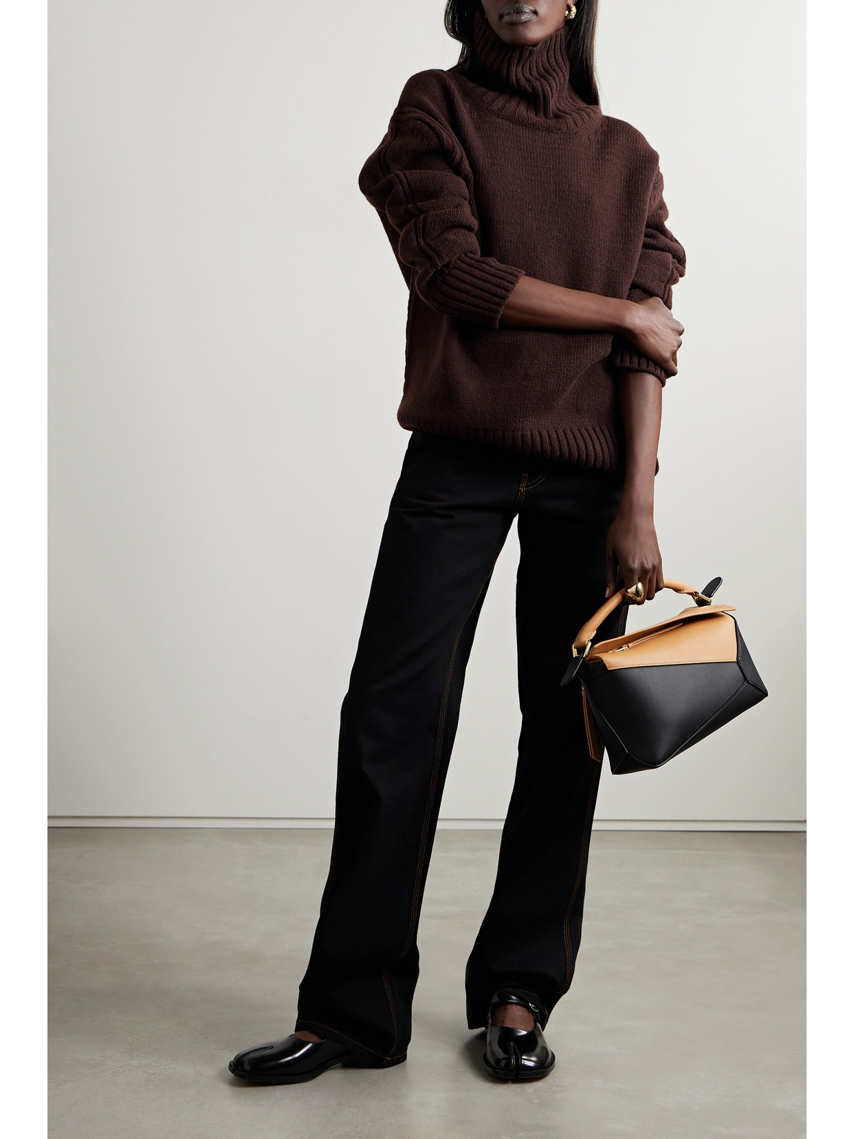 Shop And-daughter + Net Sustain Fintra Wool Turtleneck Sweater In Brown