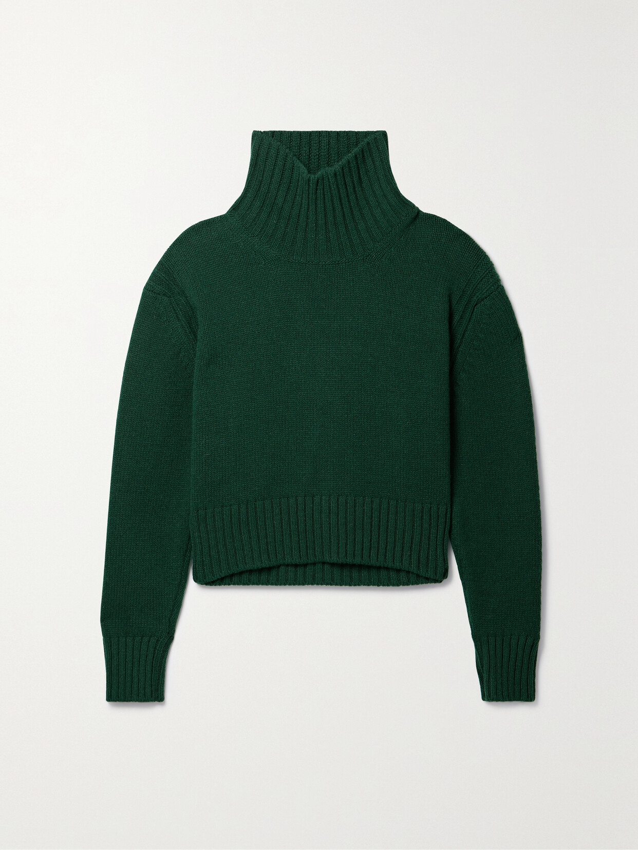 And-daughter + Net Sustain Fintra Cropped Wool Turtleneck Jumper In Green