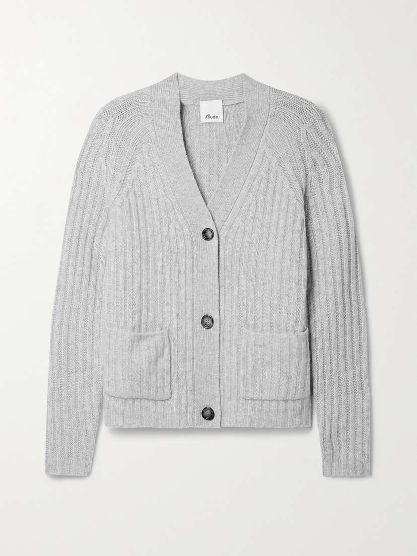 Allude + Net Sustain Ribbed Cashmere-blend Cardigan - x large