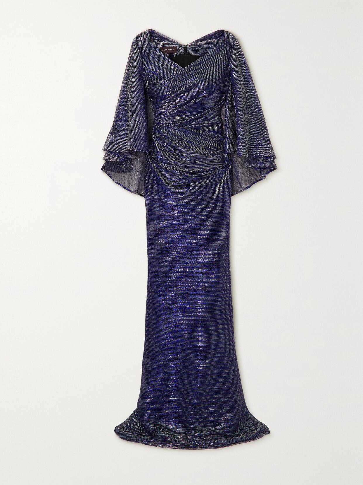 Talbot Runhof - Cape-effect Metallic Voile Gown - Blue