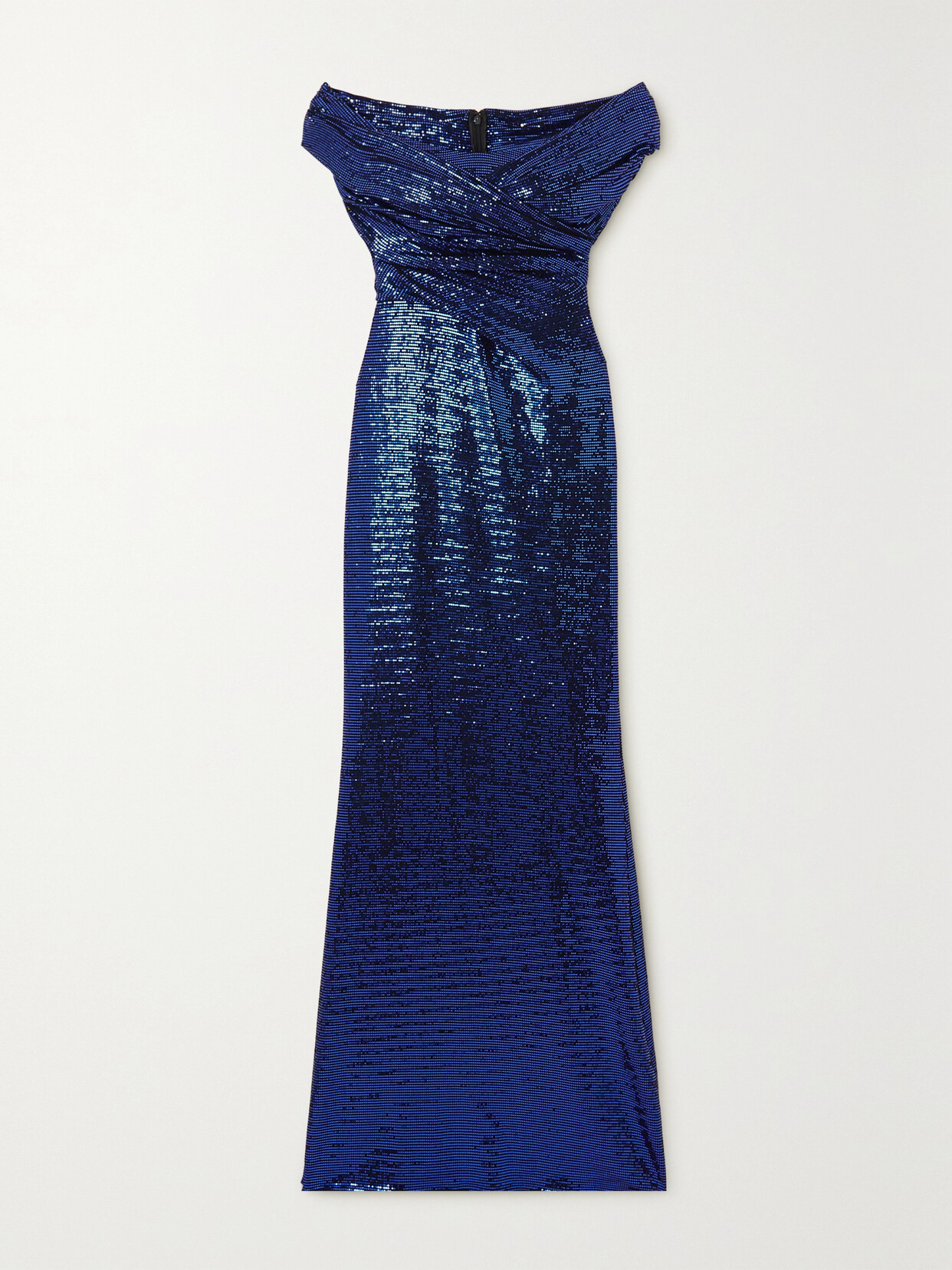 Talbot Runhof - Off-the-shoulder Sequined Stretch-jersey Gown - Blue